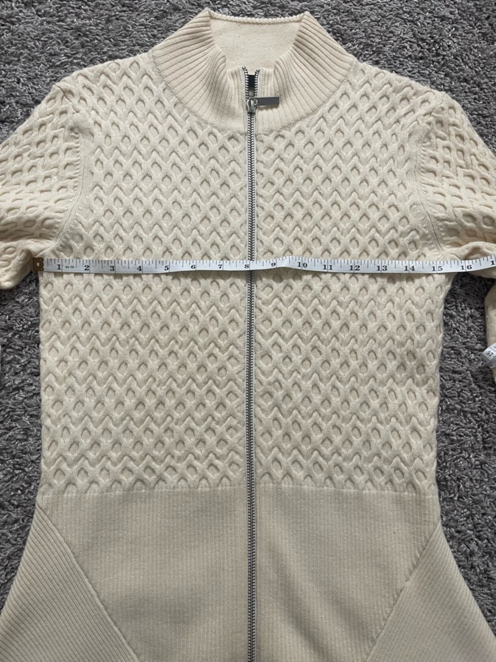Karen Millen Cream Wool Zip-Front Cardigan - Picture 7 of 11
